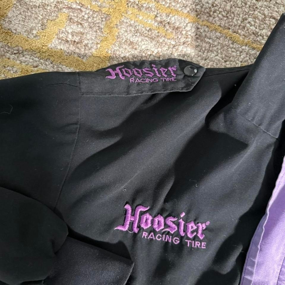 Vintage Hoosier Racing Tire Bomber Jacket Black Purple Men’s Large