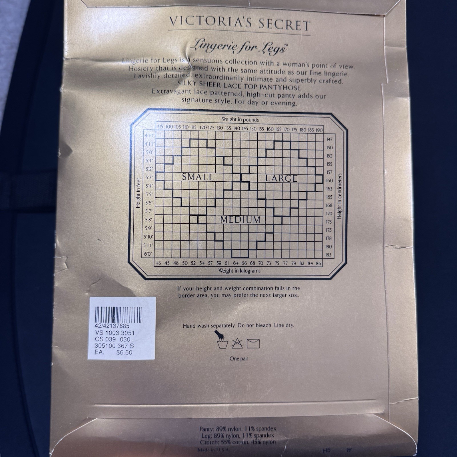 Victoria’s Secret Silky Sheer Lace Top Pantyhose Buff Small Hosiery NIP