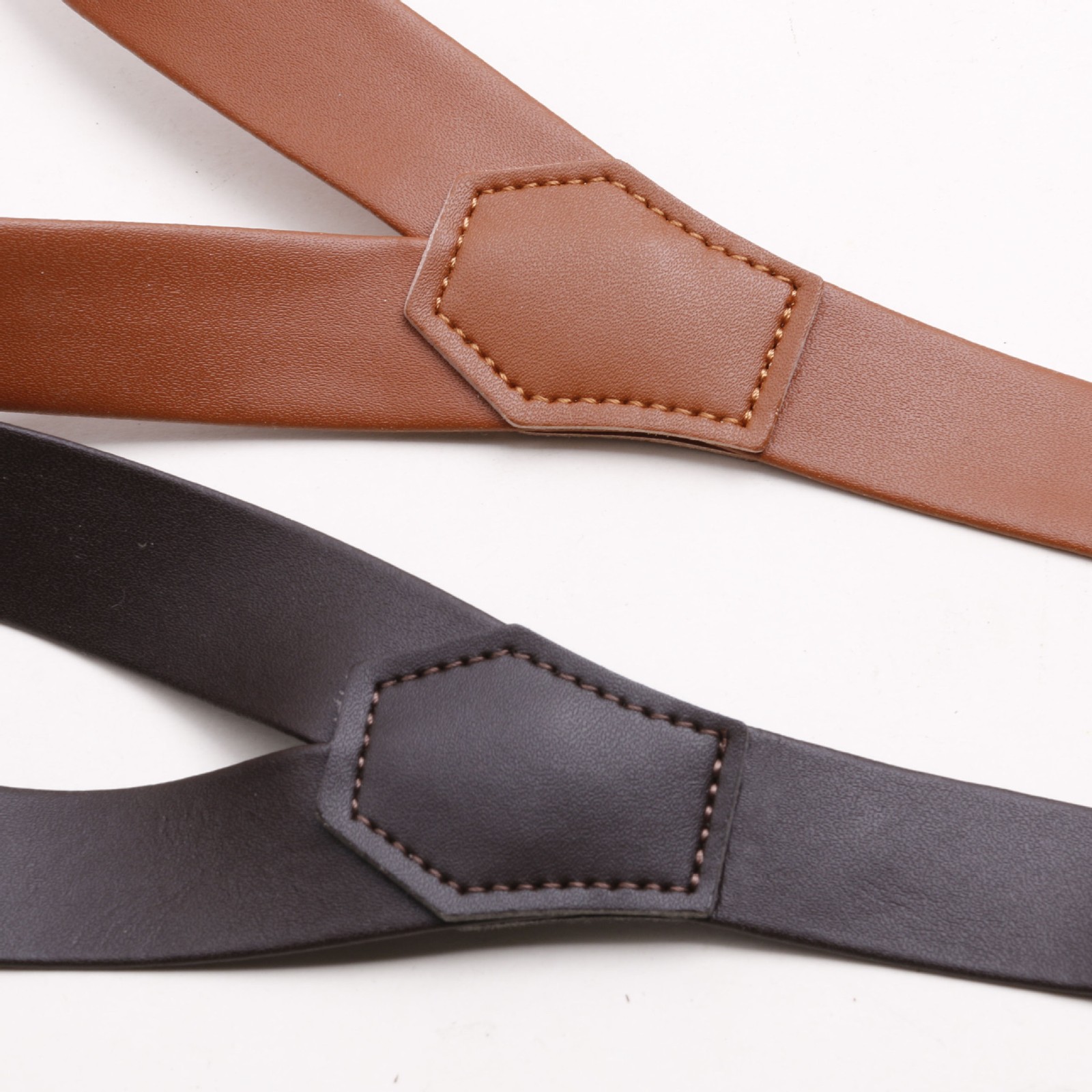 Adjustable Soft leather shoulder belt button style design mens Suspenders