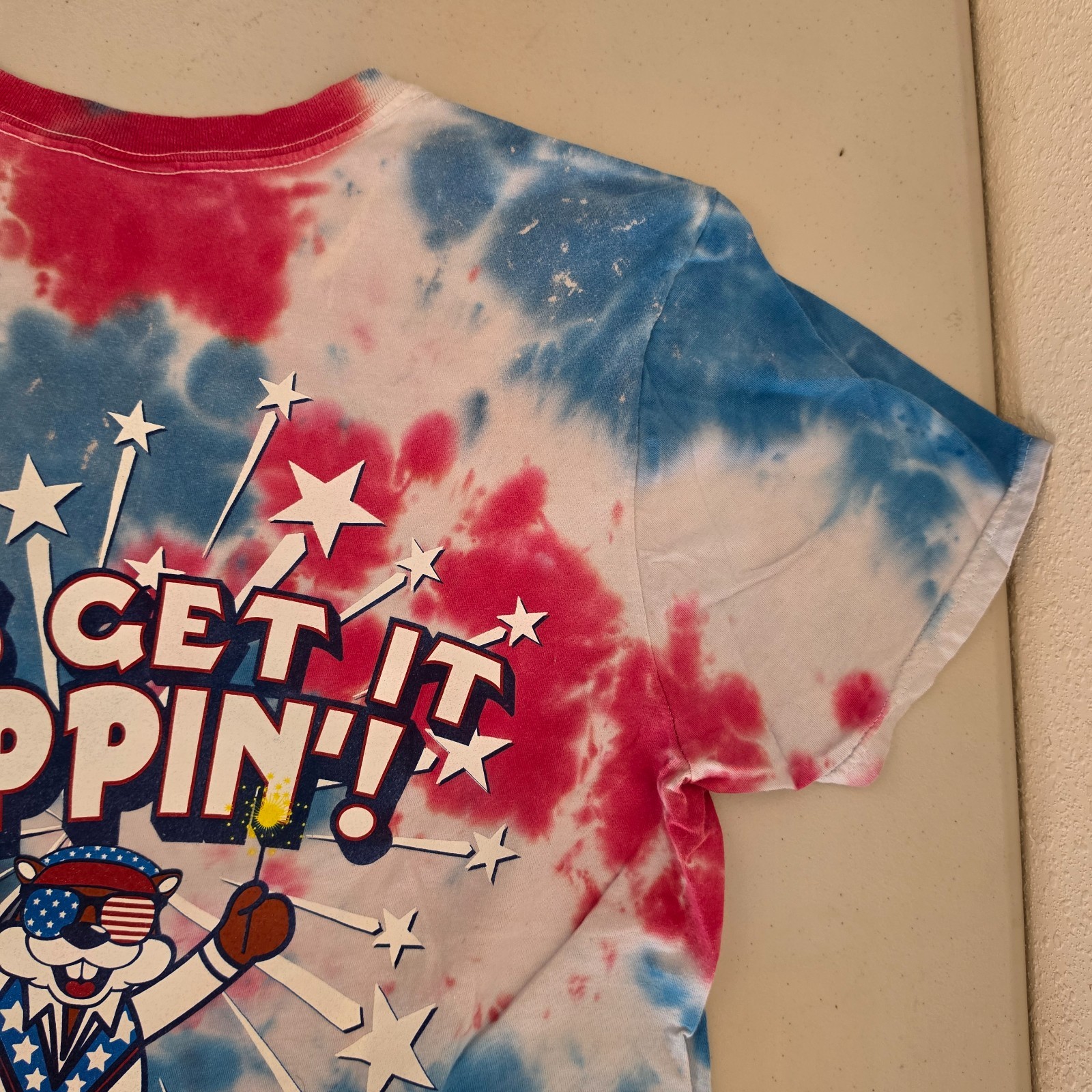 Bucees Red White and Blue Let’s Get Poppin Shirt 4th of July Celebration Adult M