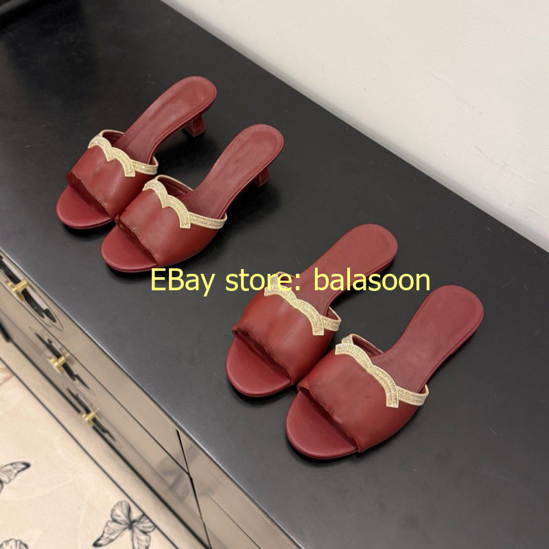 2026 summer genuine leather rhinestone flat slippers stiletto slippers 35-41