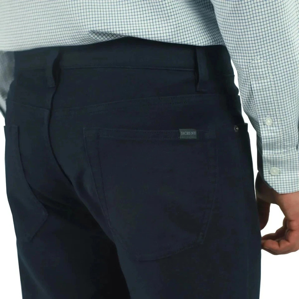 Jachs New York Men’s Straight Fit Flex Waistband 5-Pocket Pants, Navy, 32X32
