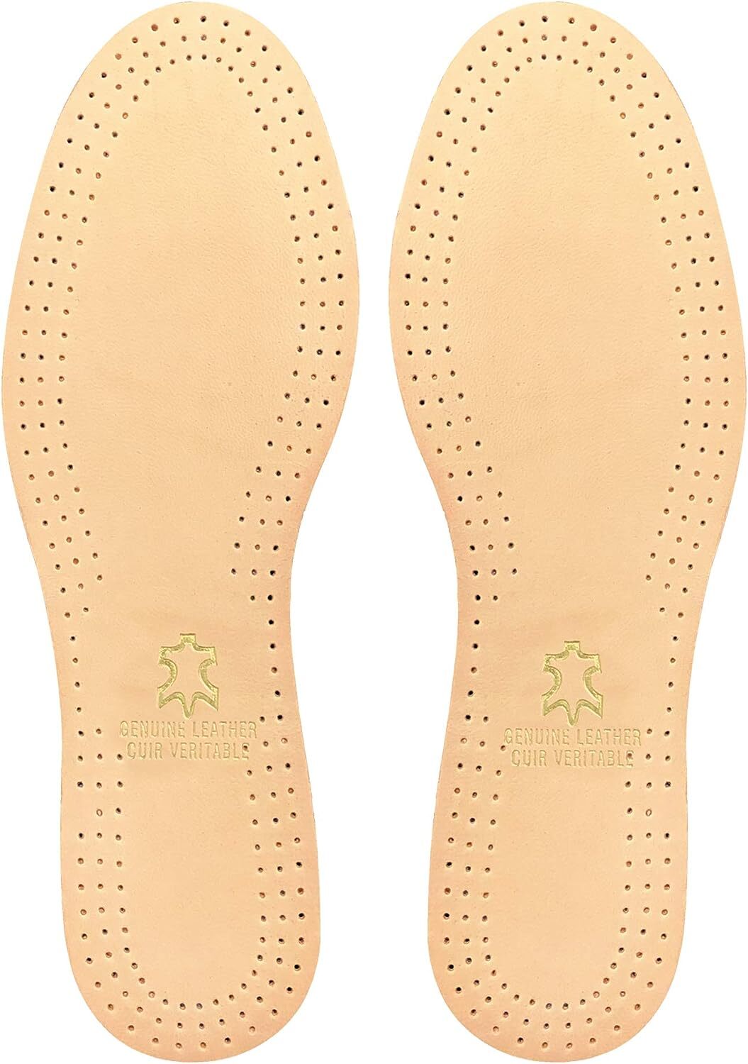Moneysworth & Best Premium Full Leather Insoles Inserts Tan/Black W/M sizes 6-12