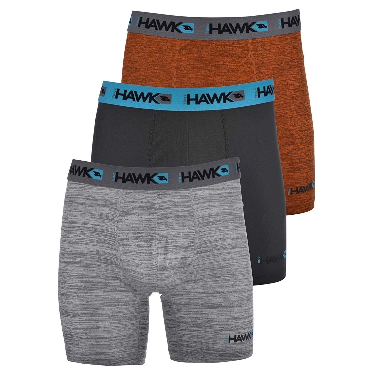Tony Hawk Mens Performance Underwear 3-Pack Stretch Boxer Briefs Up to Size 5X!!