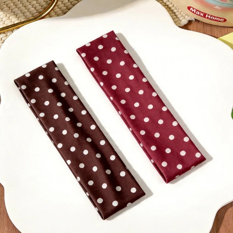 Polka Dot Headband Women Wide sweatband Hair Band Non Slip Hair Accessory