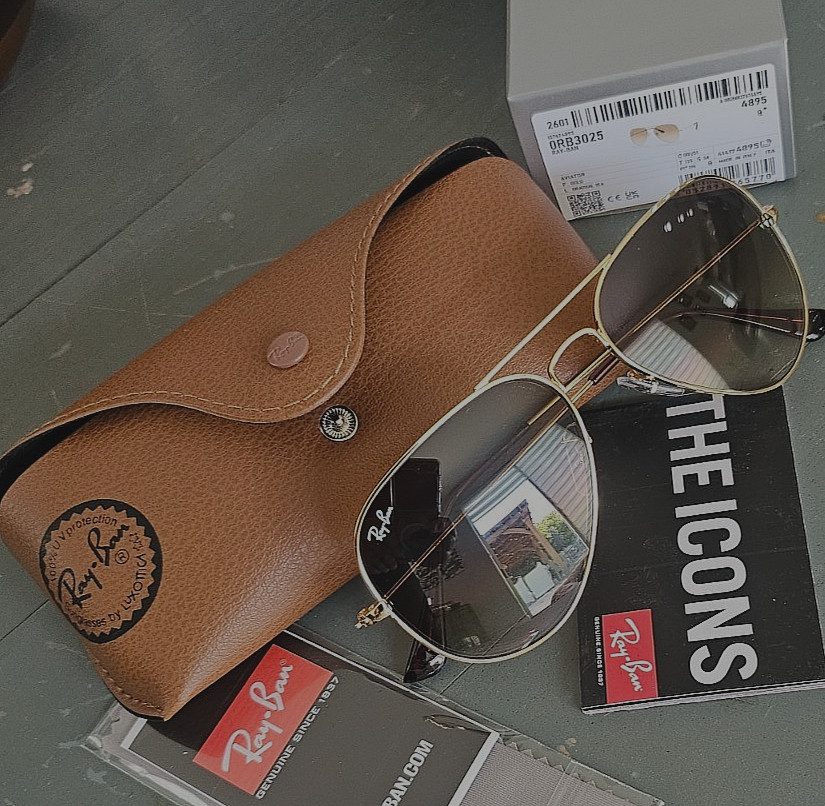 Ray-Ban Sunglasses RB3025 Aviator Gradient Gold Frame Light Brown Lens 58mm