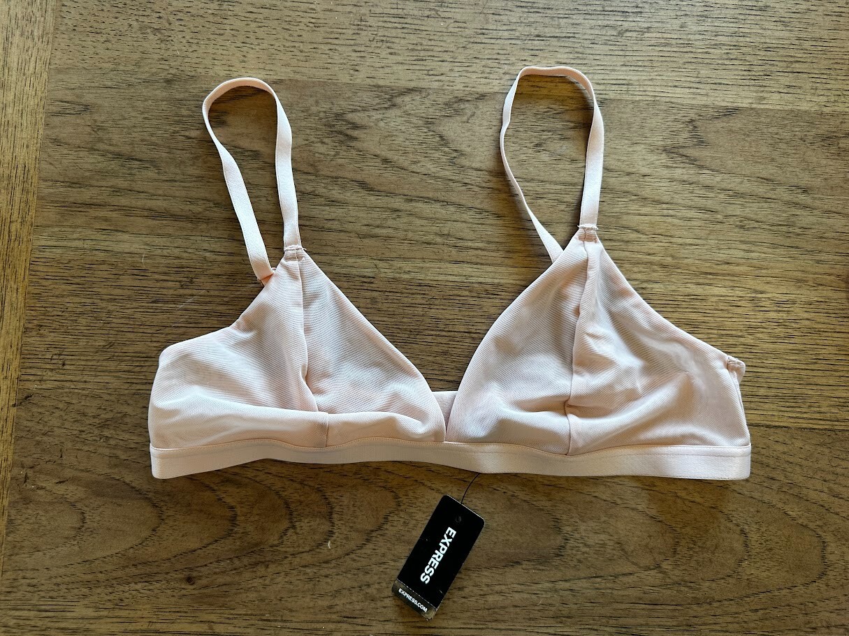 EXPRESS Pink Mesh Small Unlined Wireless Triangle Adjustable Bralette NWT