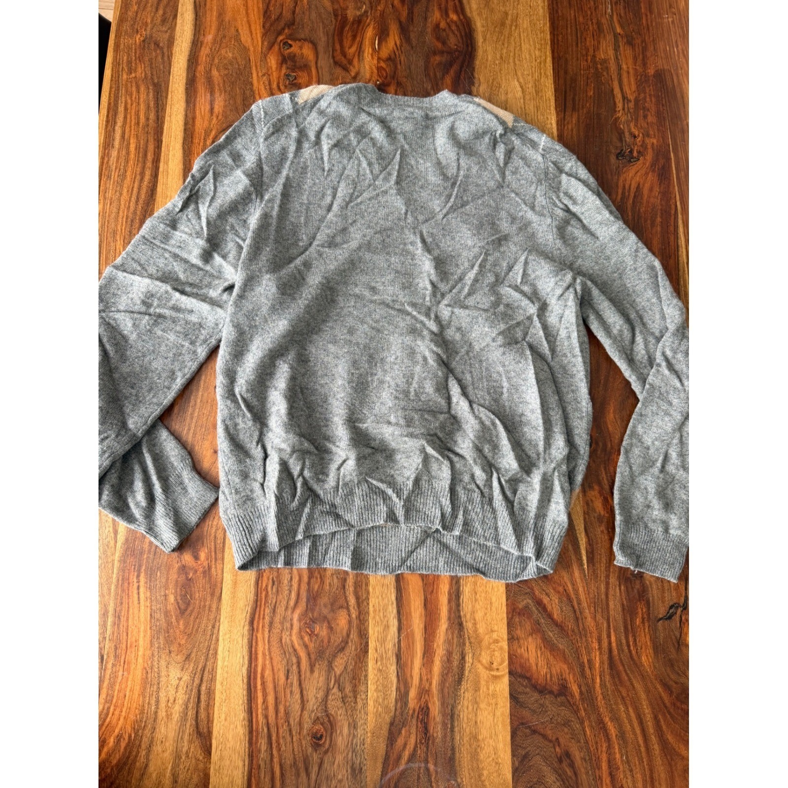 Brooks Brothers Mens XL Grey Argyle V-Neck Sweater 100% Camel Hair Luxury Preppy