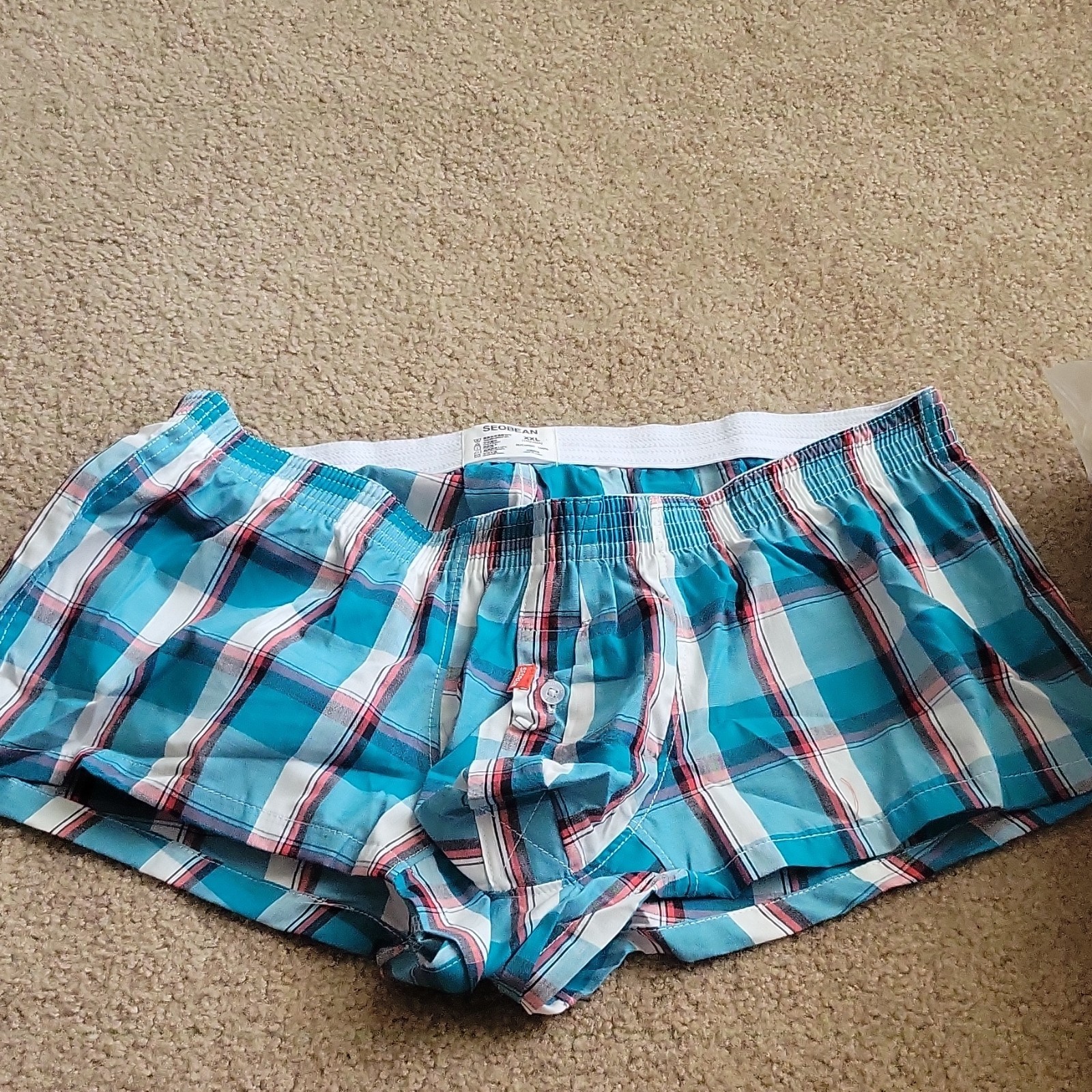 SEOBEAN Men’s Plaid Boxer Shorts Underwear 100% Cotton Woven XXL 2-Pack