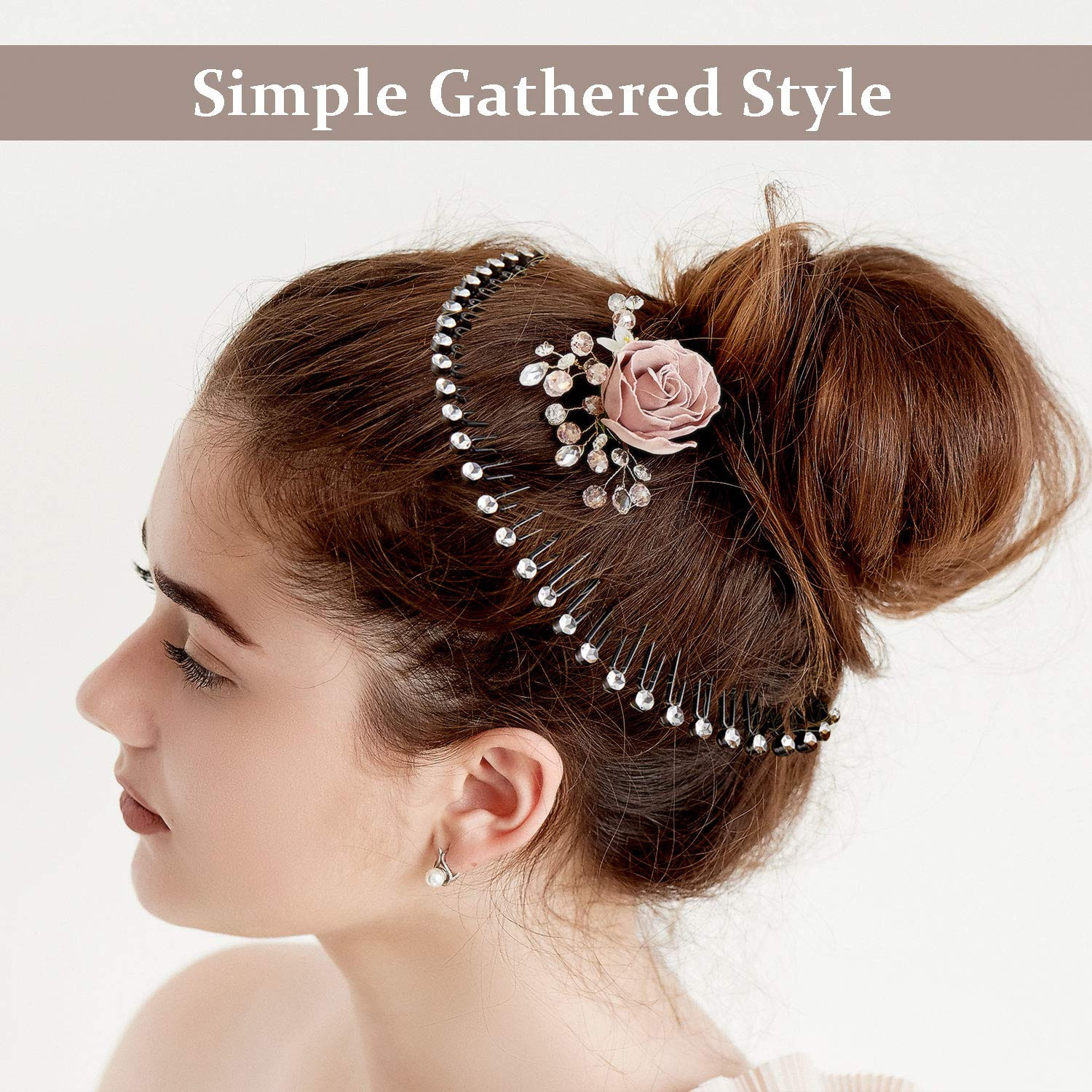 14 Pcs Flexible Circle Headbands Circular Stretch Comb with Tooth Comb Zig Zag P