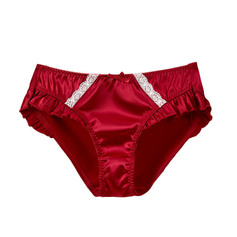 3 Pack Lot Sexy Womens Satin Panties Brief Lingeries Ruffles French Underwear
