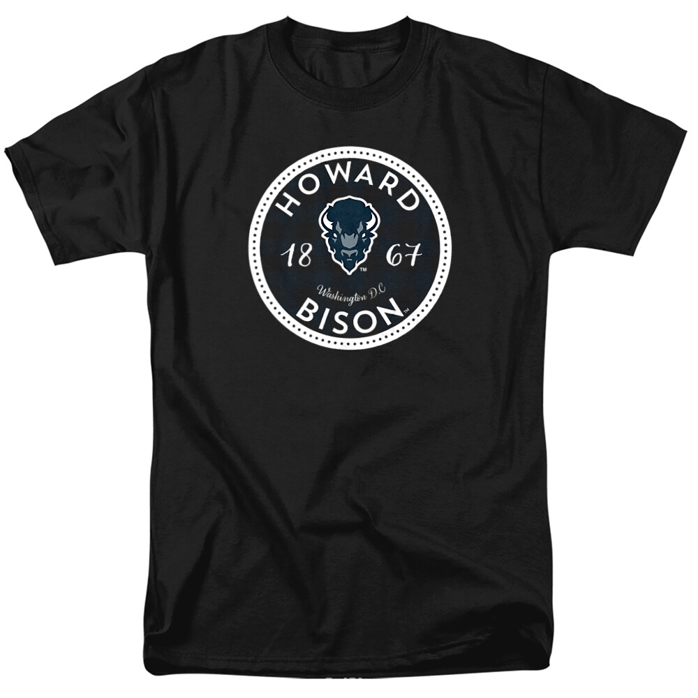 Howard University Adult T-Shirt Plaid Badge, Black, S-5XL