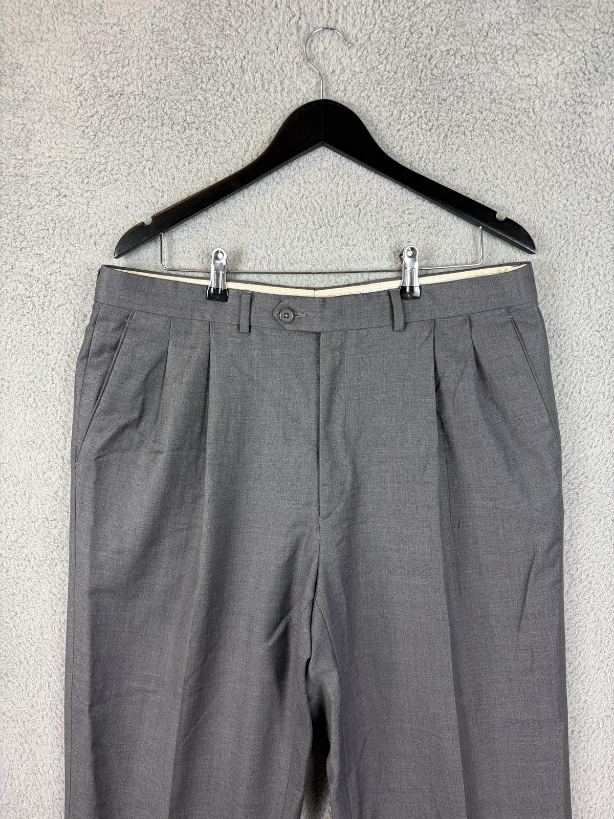 Santorelli Dress Pants Mens 36×29 Gray Wool Pleated Classic Fit Made In Italy
