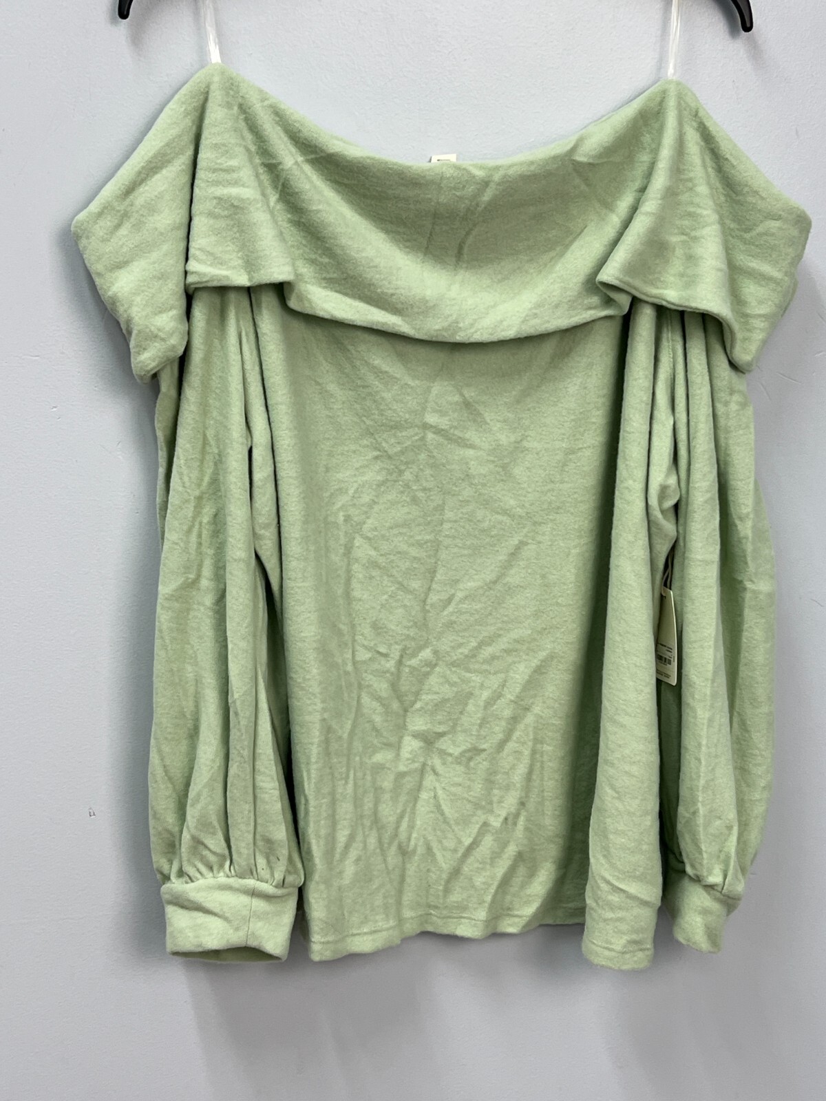 a.n.a. Mint Green Off the Shoulder Long Sleeve Sweater Sz Plus 3X Straight Neck