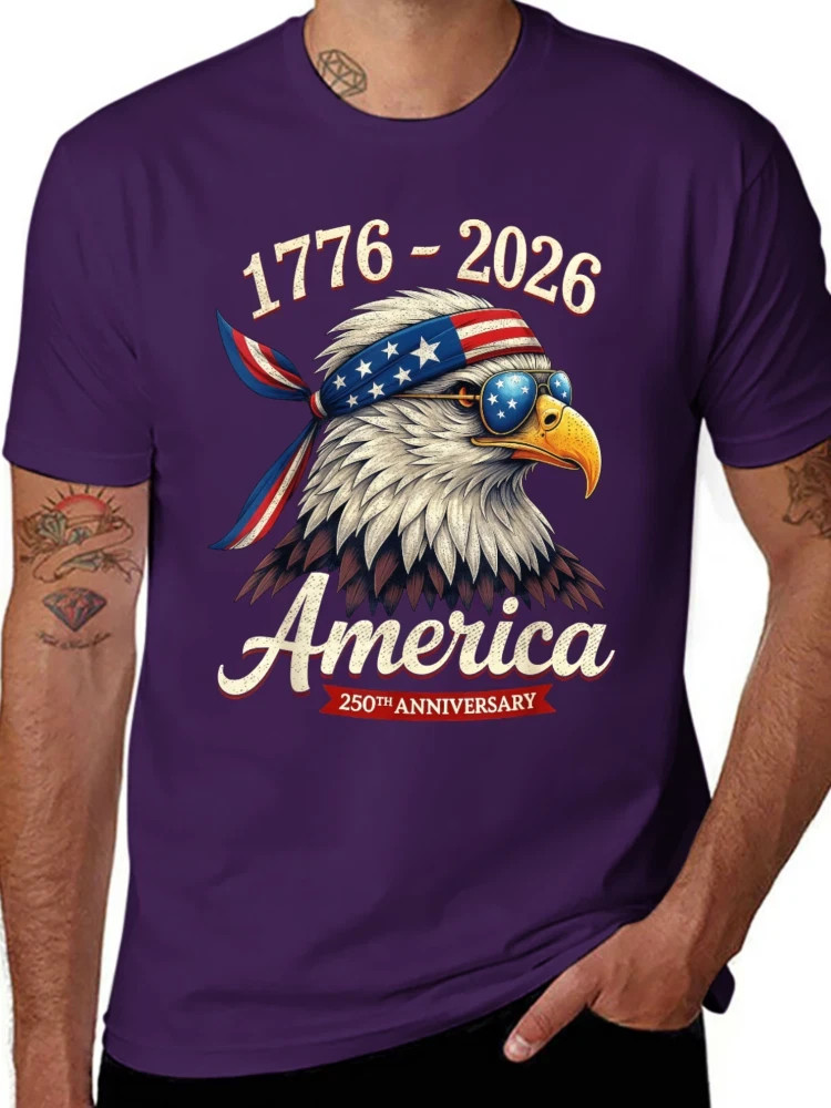 250th Anniversary USA T-Shirt 1776 Bald Eagle American Flag Patriotic Graphic