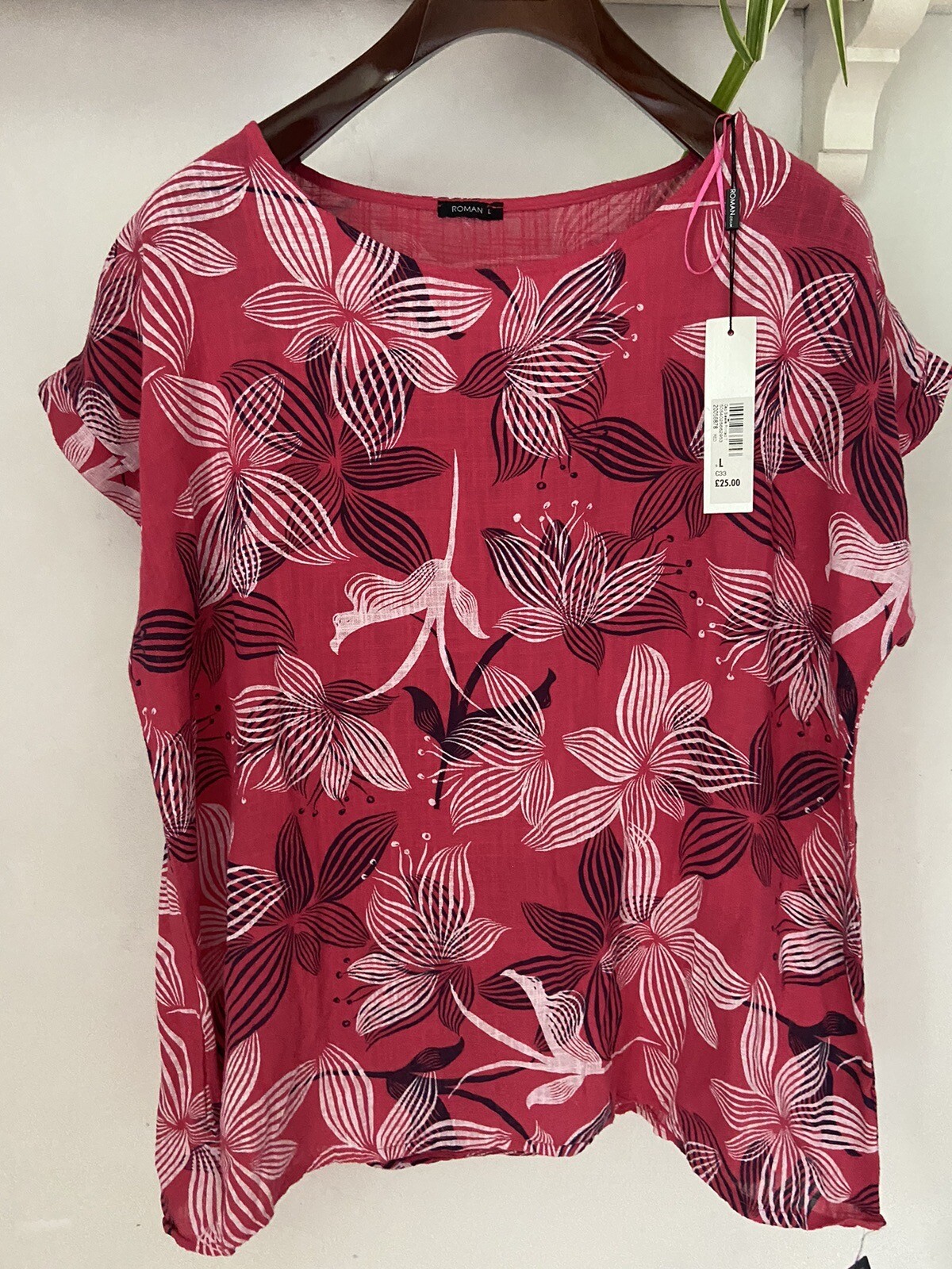 Roman Pretty Cotton Blouse Bnwt Large oil Summer Top 🌺