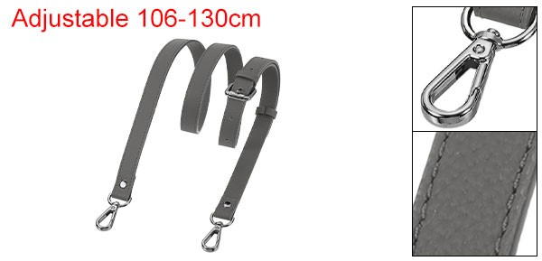 0.7″ Genuine Leather Purse Strap for Bag Dark Gray Black Buckle