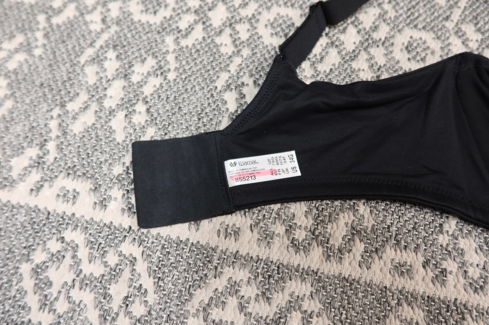 Wacoal Perfect Primer Full Figure Underwire Bra – Size 34G – Black – # 855213