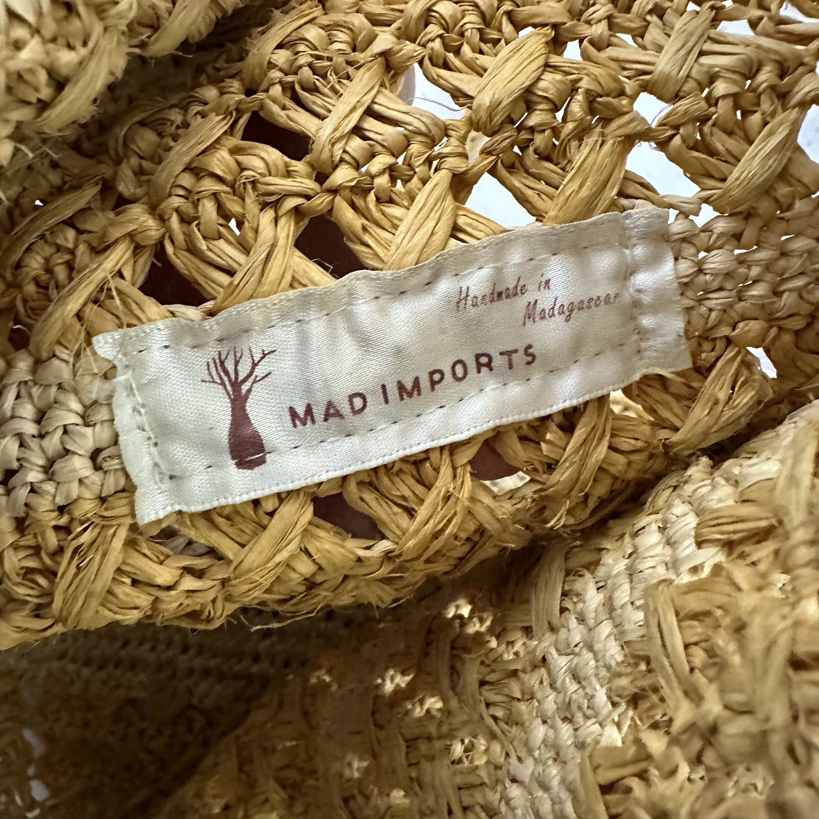 Mad Imports Madagascar Vintage Straw Woven Tote Bag Purse Boho Beach Tan