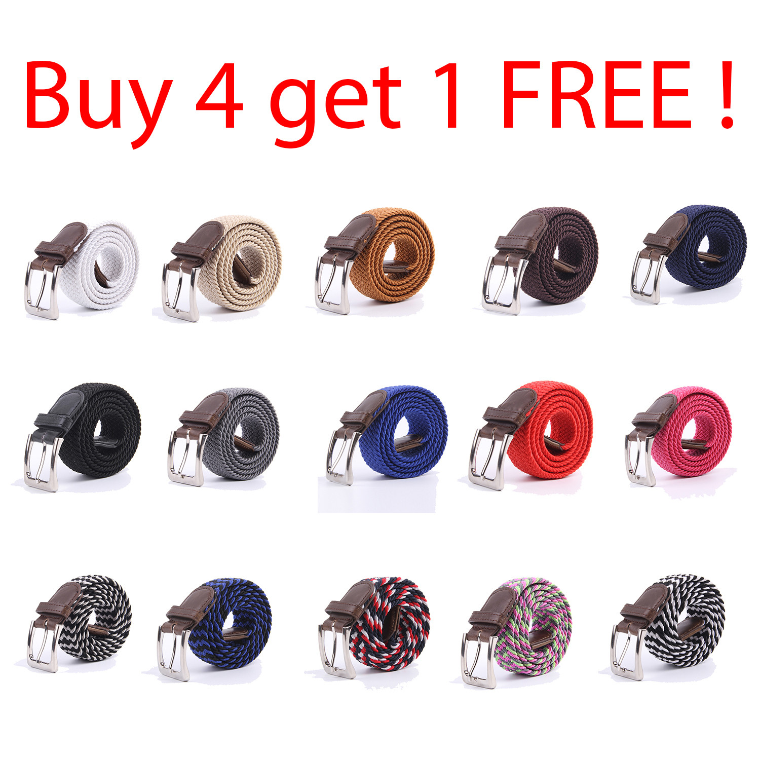 Gelante Canvas Elastic Fabric Woven Stretch Braided Belts