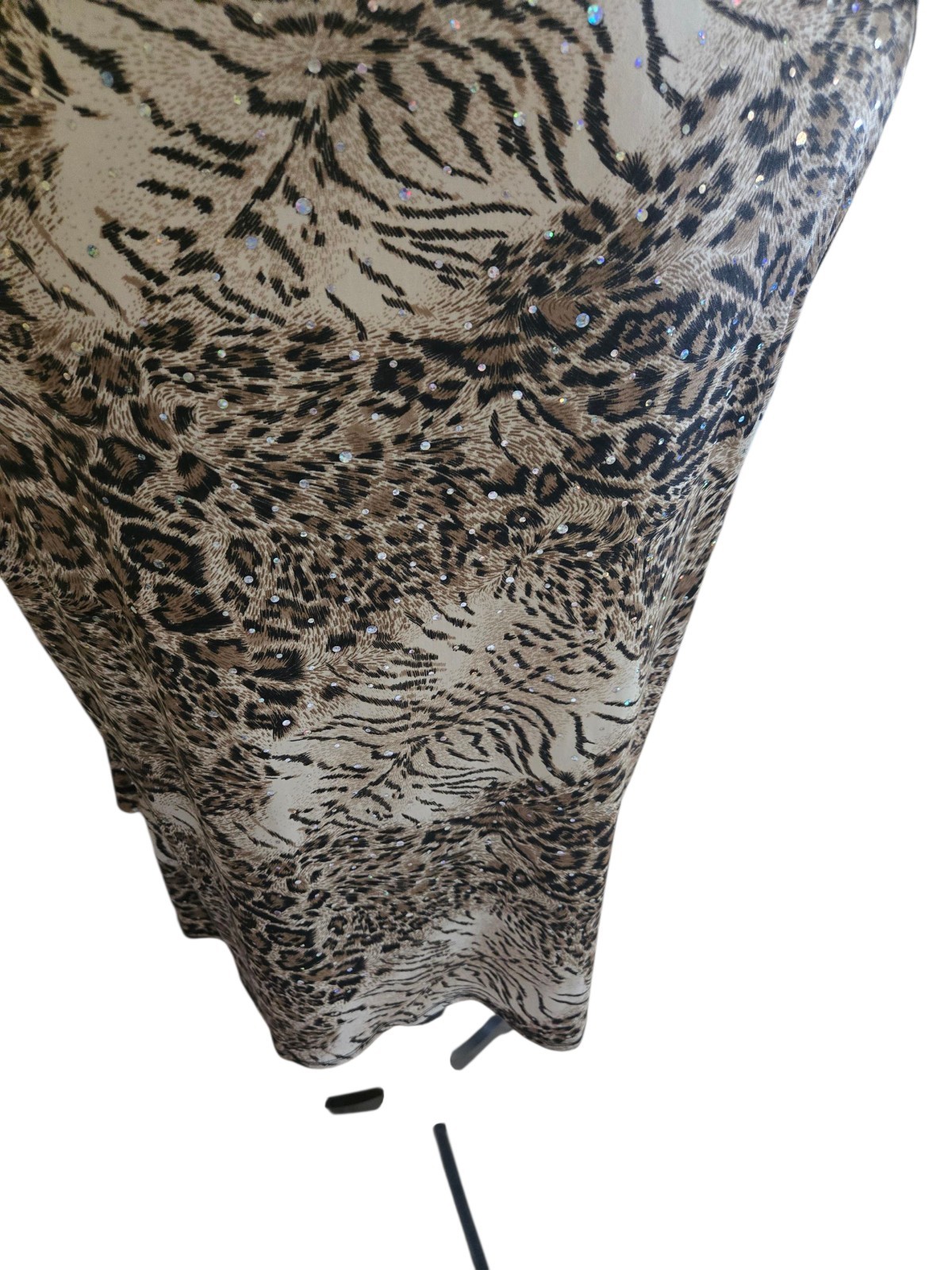 Roz & Ali Animal Print Rhinestone Ruffled Sleeveless Top Blouse Size 1X