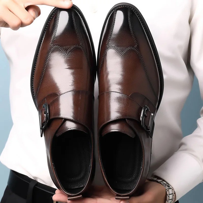Men’s Business Oxford Dress Shoes Formal Leather Loafers Hasp Closure Shoes