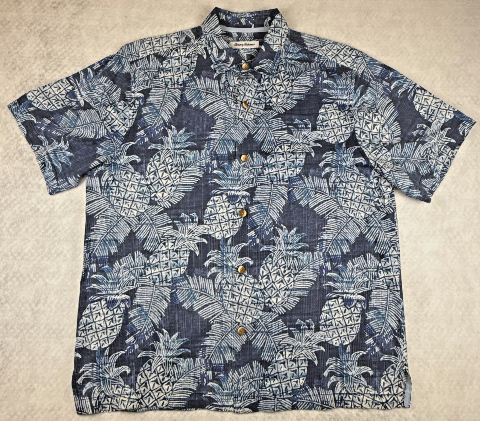 Tommy Bahama IslandZone Mens Large Blue Tropical Hawaiian Camp Shirt
