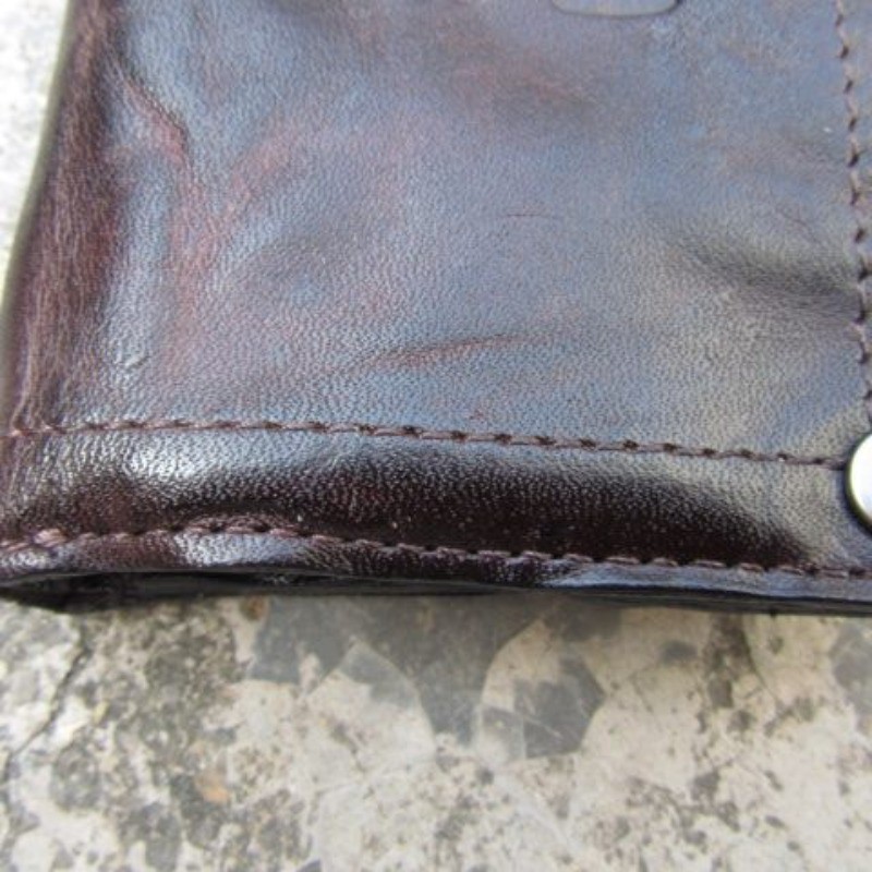RRL Double RL Dark Brown Leather Short Wallet Men Casual Card Holder Wallet