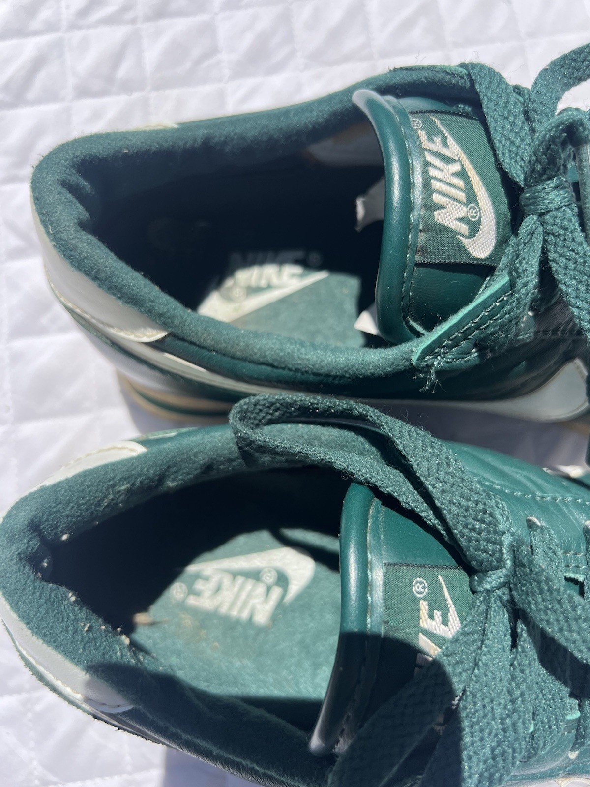 Vintage 1980s Nike Cortez Size 8 Green Leather Shoes Made in Republic of Korea