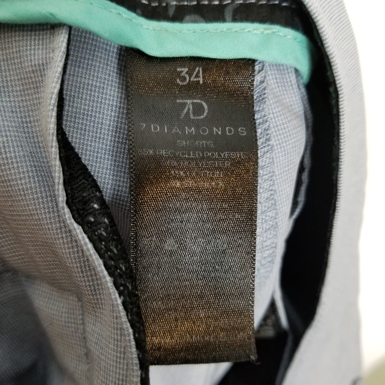 7D 7Diamonds Men Momentum Performance Shorts Sz 34 Gray Stretch Chino Quick Dry