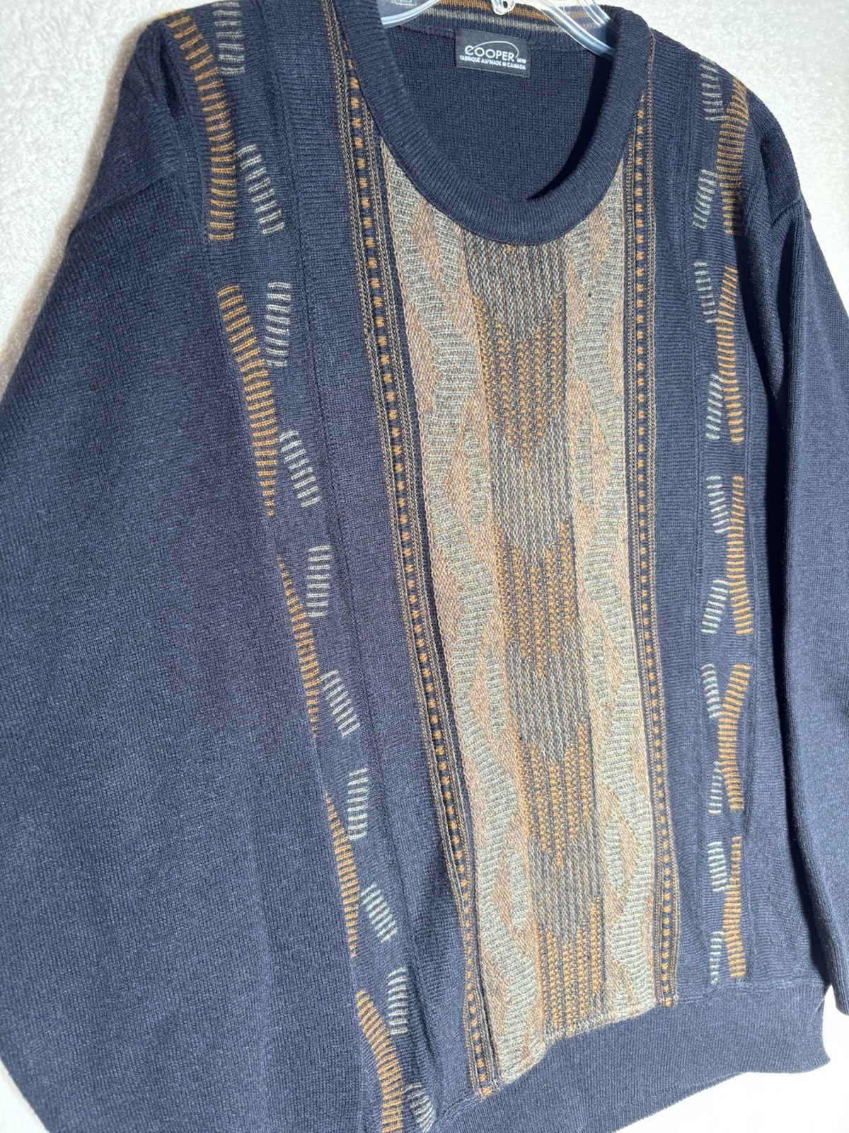 Vintage Cooper Pullover Crewneck Sweater Sz Med Blue Canada 30% Wool 45”chest