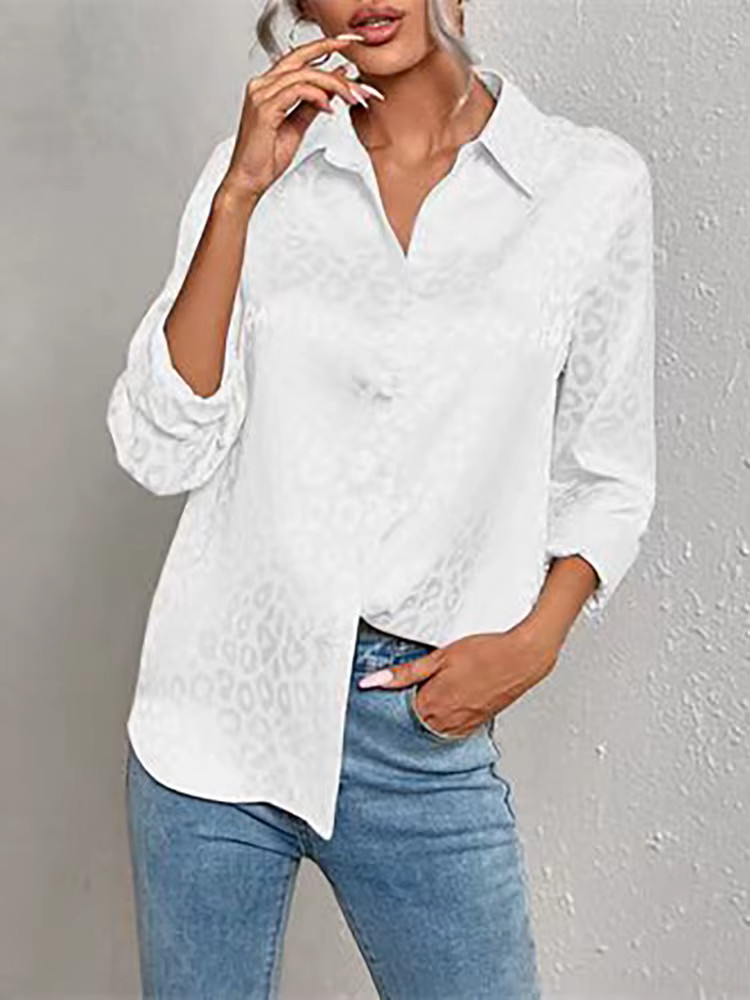 Women Leopard Print Luxury Blouse Spring Summer Long Sleeve Lapen Vintage Button