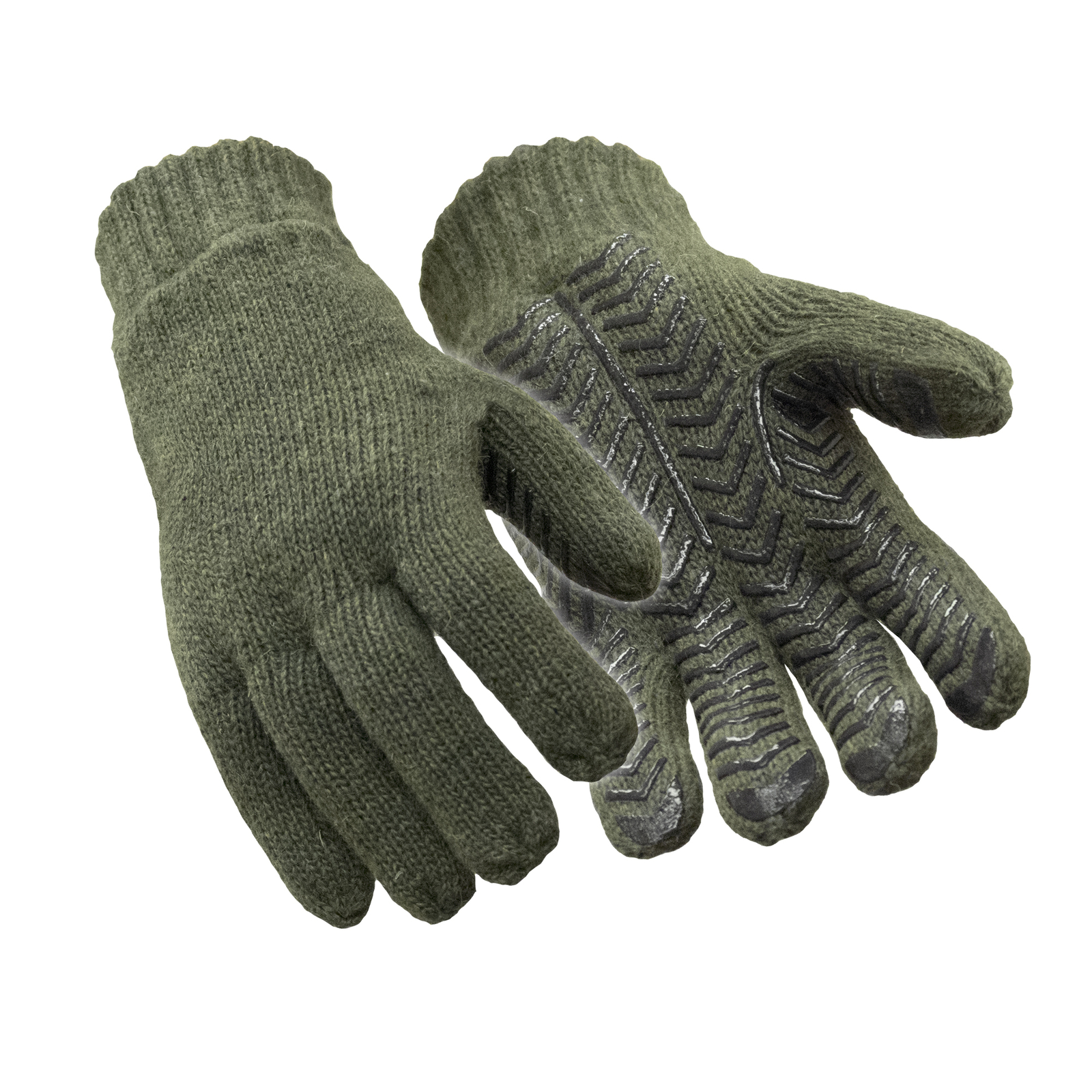 RefrigiWear Fleece Lined Insulated 100% Ragg Wool Grip Gloves, Green