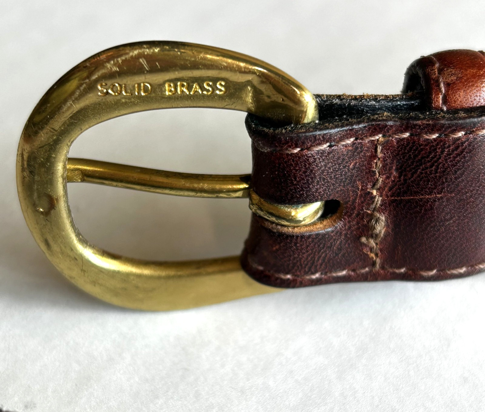 Oil Tanned Nu-Buck Belt Size 30 Unisex Solid Brass Hardware Two Toned Brown