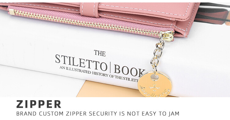 Womens Slim Bifold Wallet with Hasp Safe Card Holder Bag Zipper Coin Pocket Gift