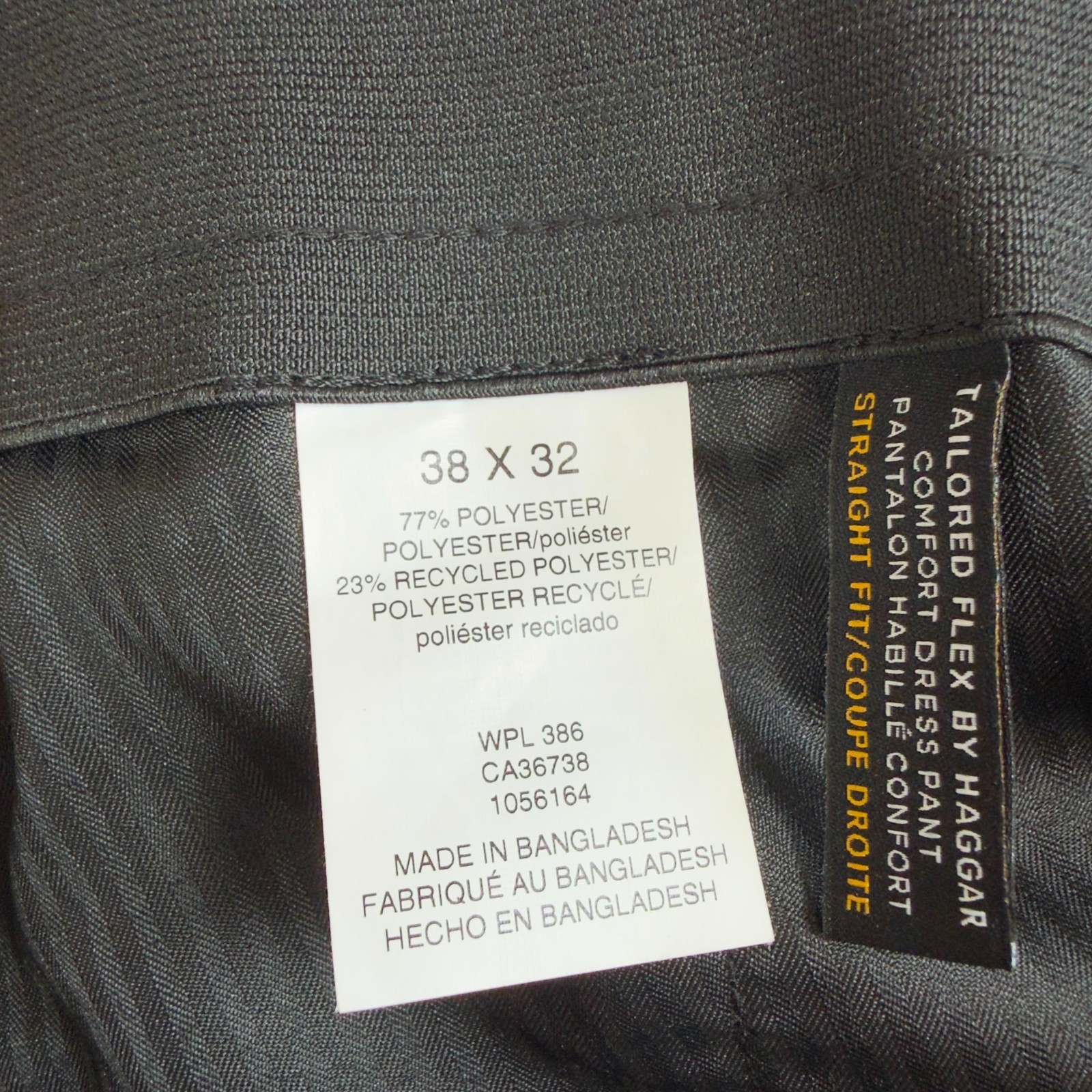 NEW Haggar Men’s 38×32 Comfort Performance Dress Pants Straight Fit Black