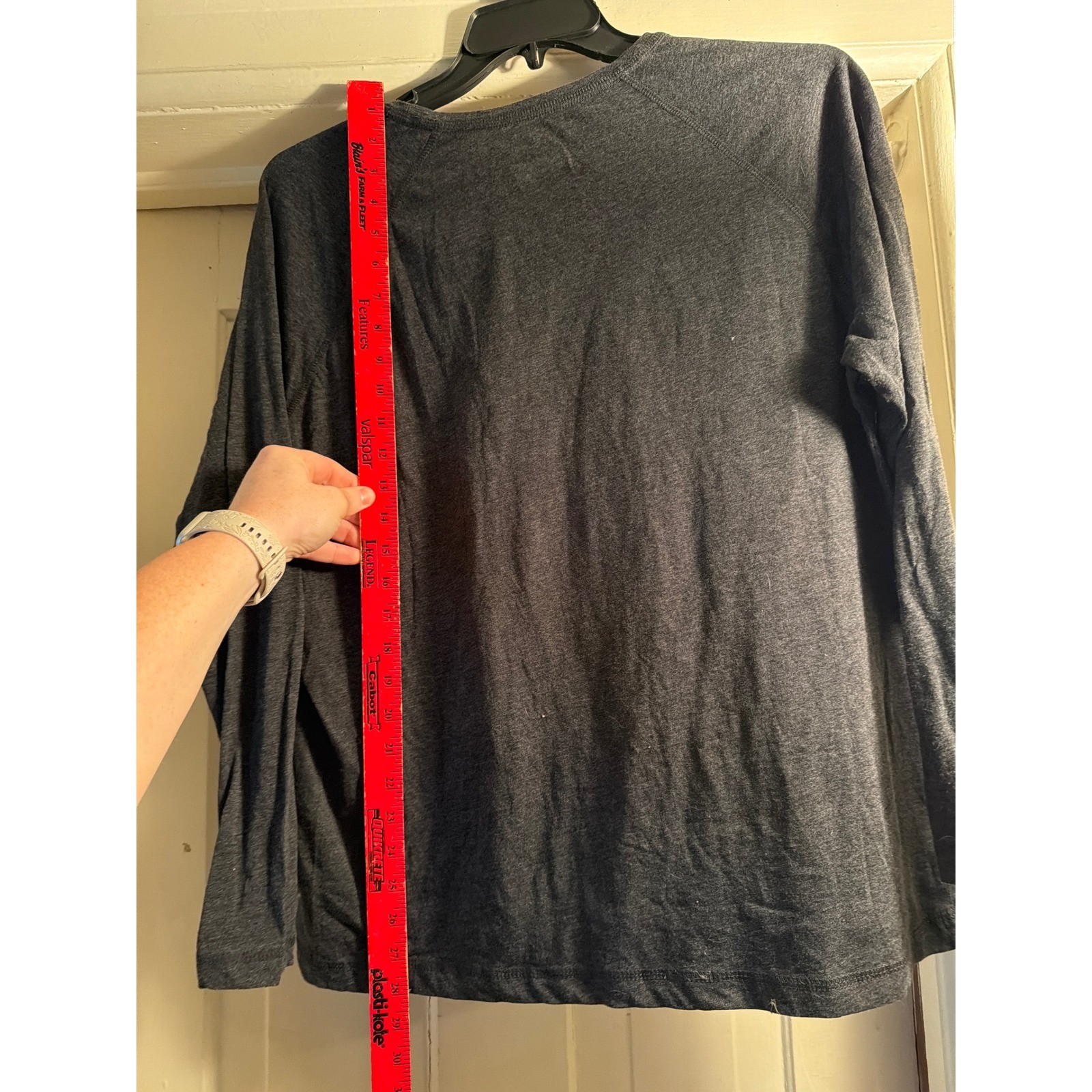 Blue Mountain Womens XL Charcoal Gray Heather Long Sleeve Raglan T-Shirt Top