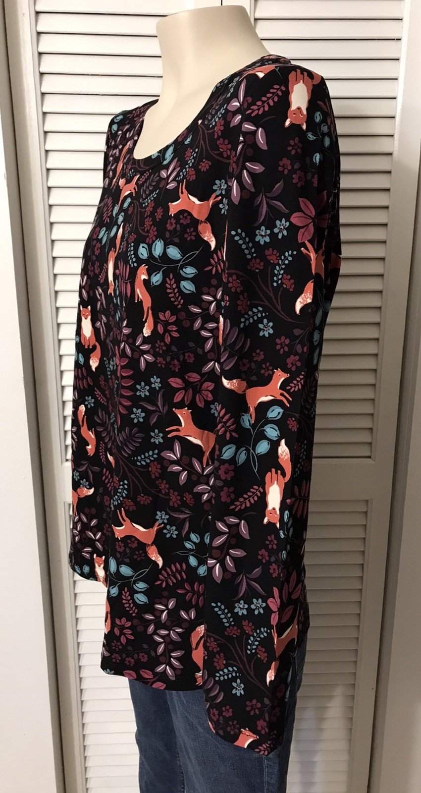 Christopher & Banks Women’s Sz XL All-Over Fox Print Long Sleeve Top NWT $44.95