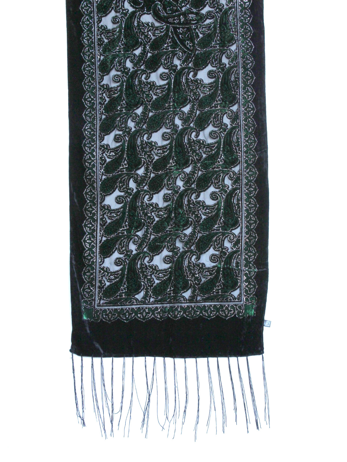 Elegant Black & Emerald Green Color Flower Silk Burnout Velvet Shawl Scarf Wrap