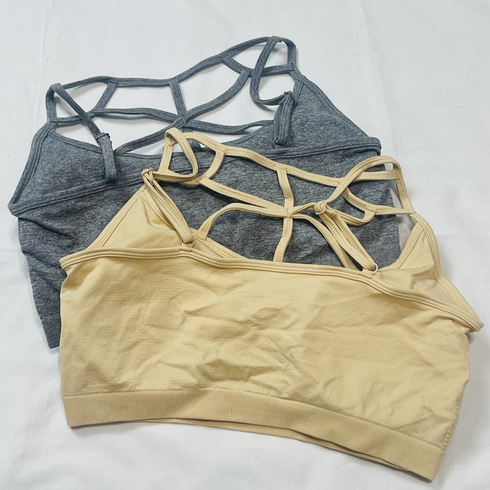 2-pk Zenana Women’s Cage Front Bralette Sports Bra Adjustable Strap PADDED, L/XL