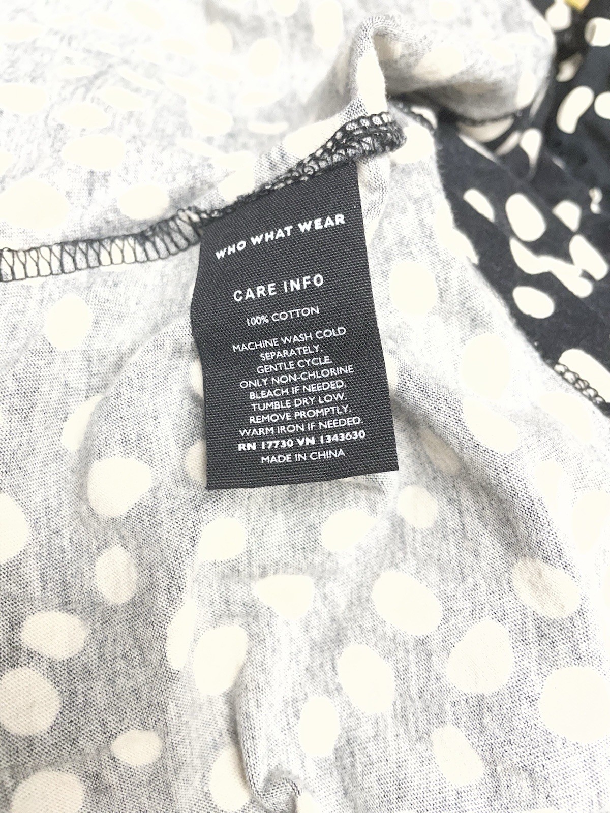 Who What Wear Maternity Blouse M Black White Polka Dot Tie V-Neck Flutter