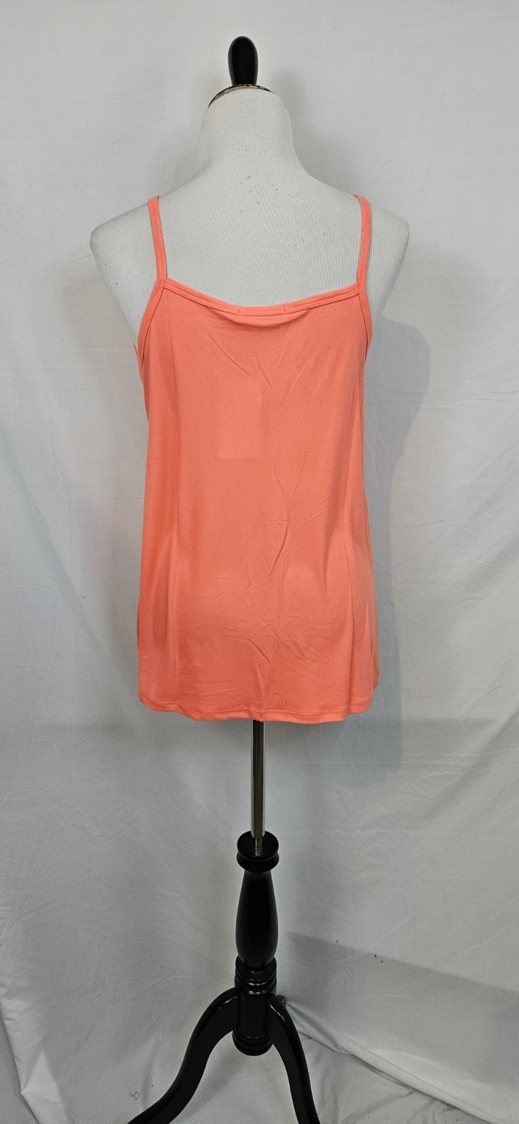 DOUBLJU Women’s Orange L V-Neck Spaghetti Strap Twist Front Stretch Tank