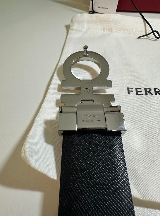 ADJUSTABLE RED TO BLACK LEATHER SALVATORE FERRAGAMO BELT WITH SILVER BUCKLE