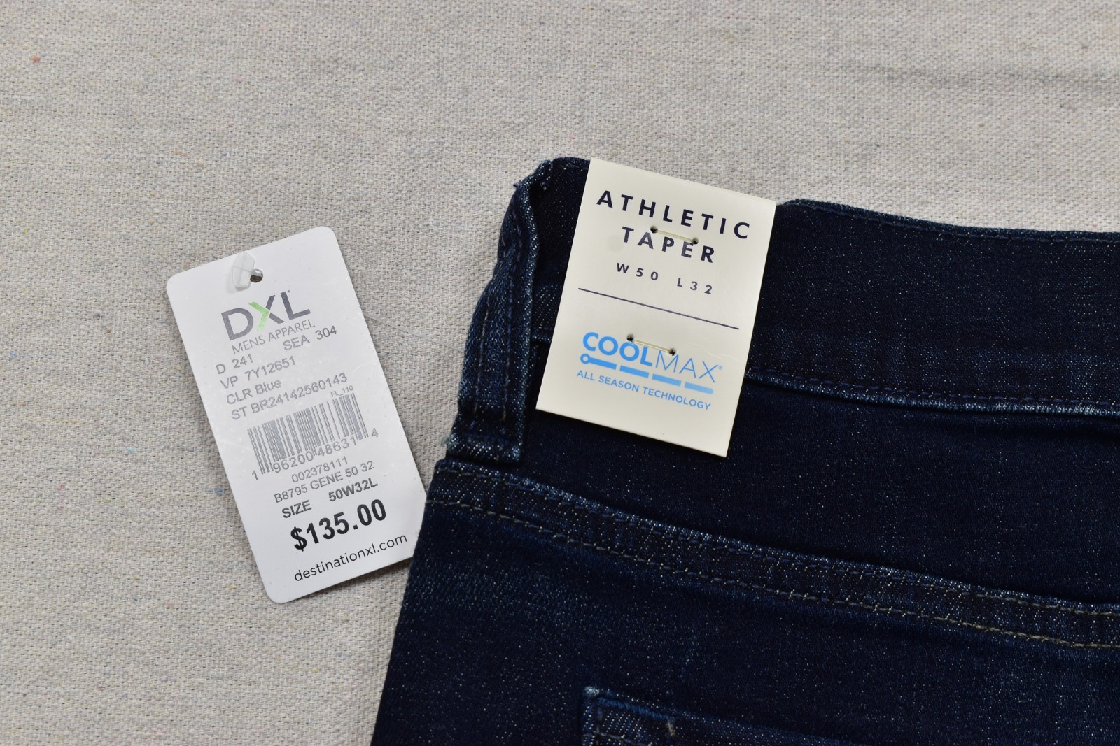 LUCKY BRAND MEN’S ATHLETIC TAPERED DENIM JEANS BLUE COOL MAX 50X32 COTTON NEW