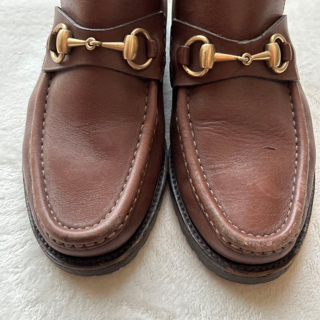 GUCCI Horsebit Chukka Boots Brown Leather Size 39 (24cm) 061116d