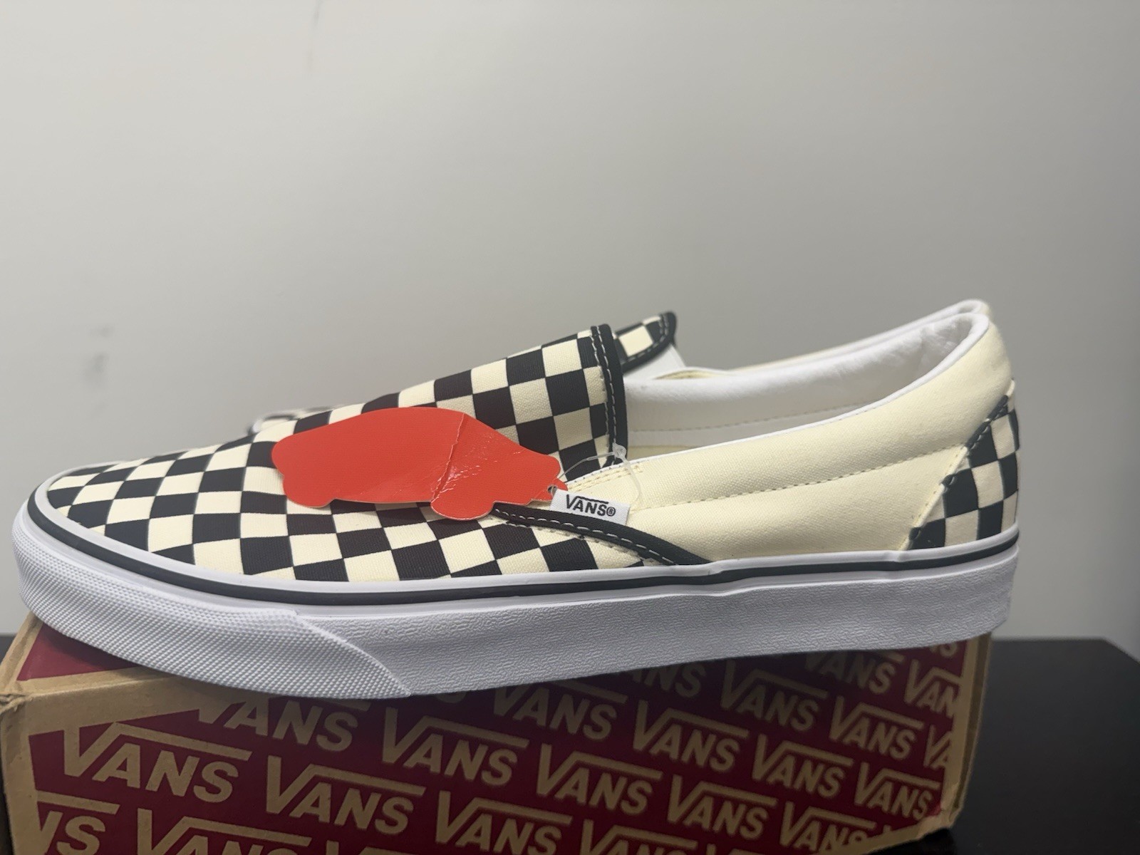 VANS Classic Slip-On Canvas Shoes Black White Checkerboard VN000EYEBWW Men’s Sz
