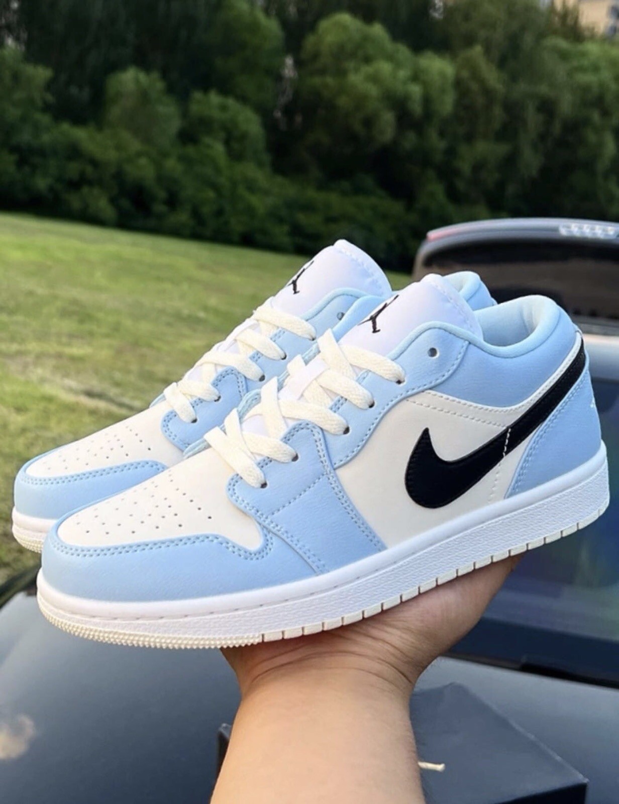 Nike Air Jordan 1 Low GS Ice Blue Sail 554723-401 Size 5Y /Women Size 6.5
