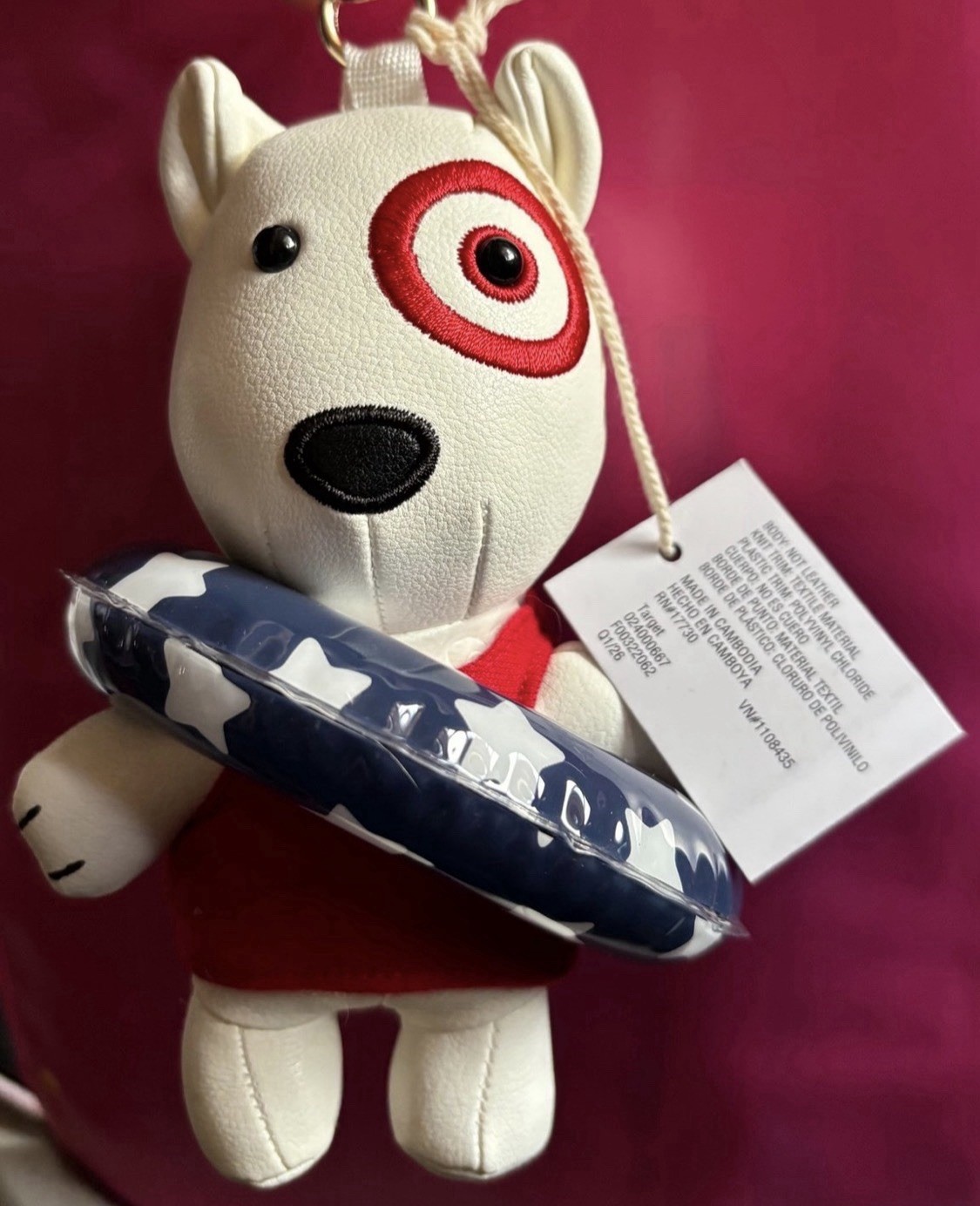 Target Bullseye Dog Patriotic Beach Summer Bag Charm Universal Thread Keychain