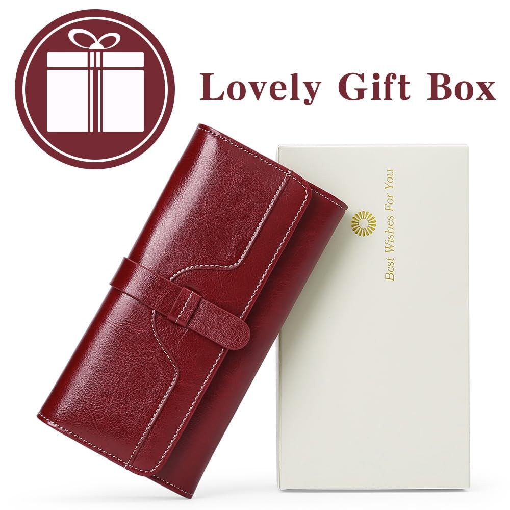 Wallets for Women Leather with RFID Blocking Trifold Credit Card Holder with …