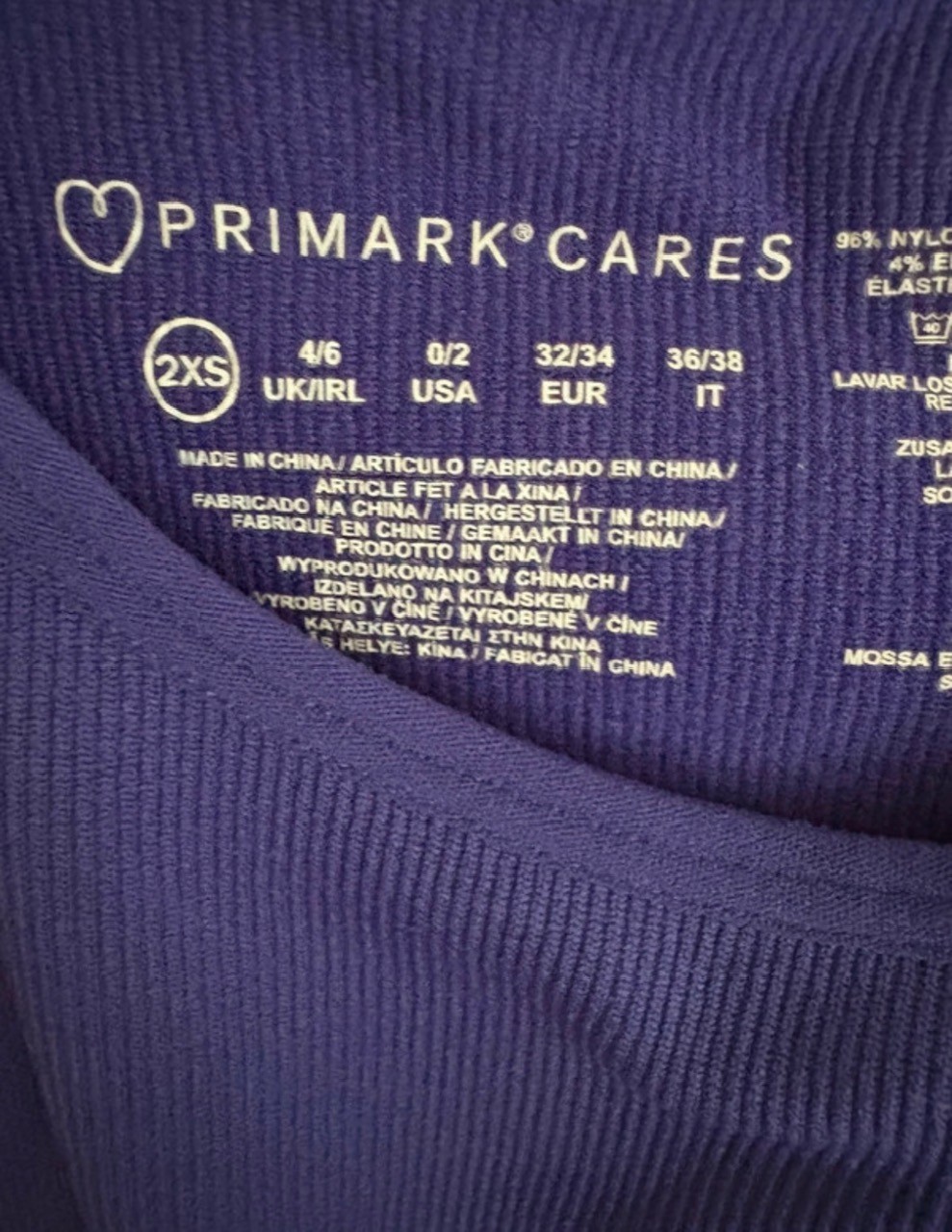 Primark Blue Fitted Top Size XXS